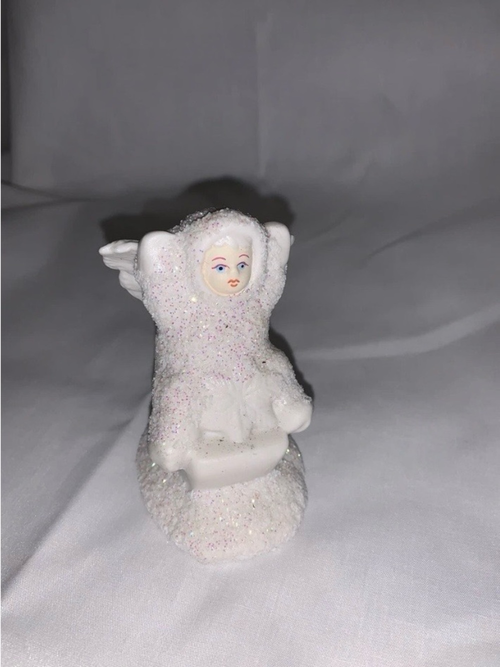 White Glitter Angel Figurine Home Accent